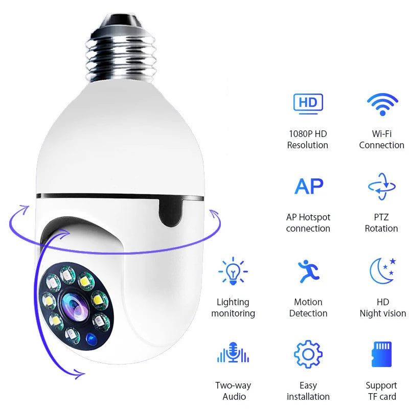 Wifi IP E27 Bulb Surveillance Camera Night Vision Wireless Home Security CCTV Mini Camera 1080P