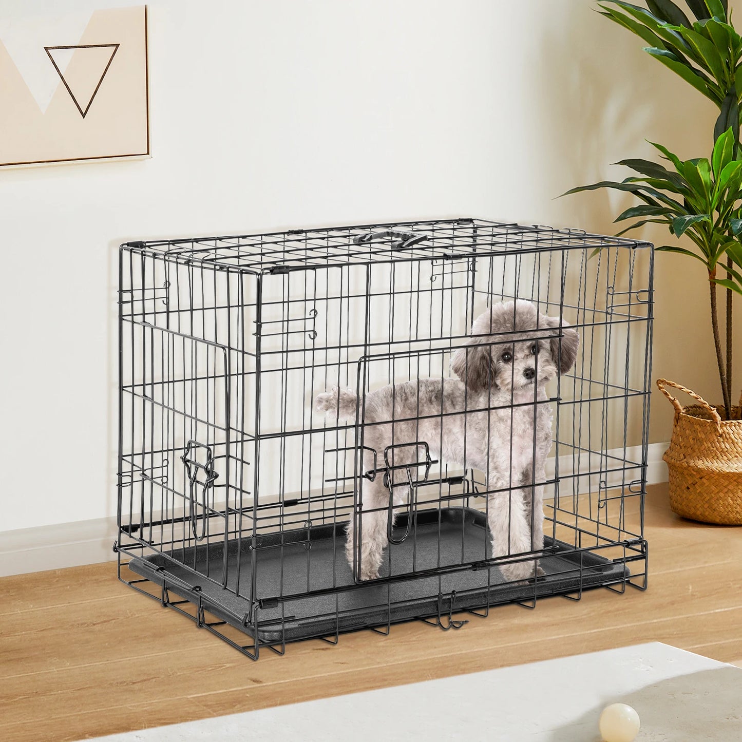 Double Door Folding Metal Wire Dog Cage Extra Large Kennel