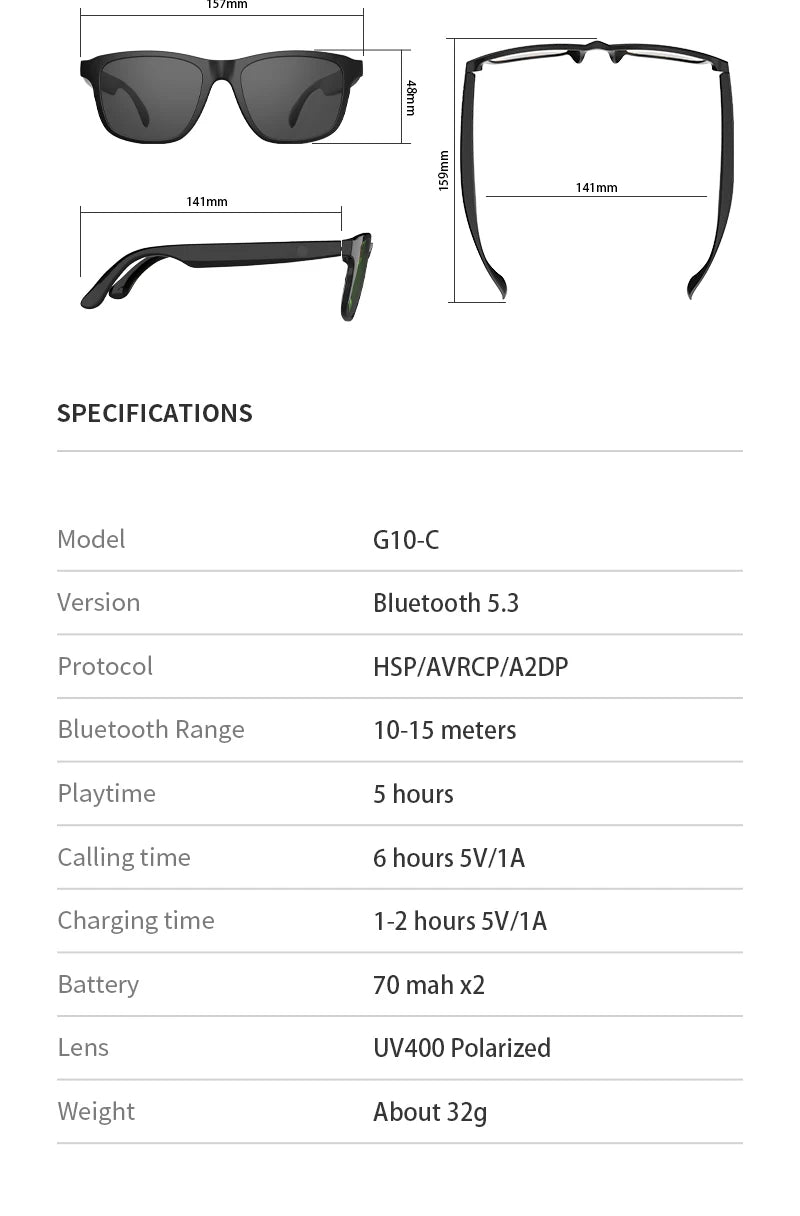 New Smart Glasses Wireless Bluetooth Hands Free Talking Music Headset with Speaker Fashion Sunglasses Eyeglasses