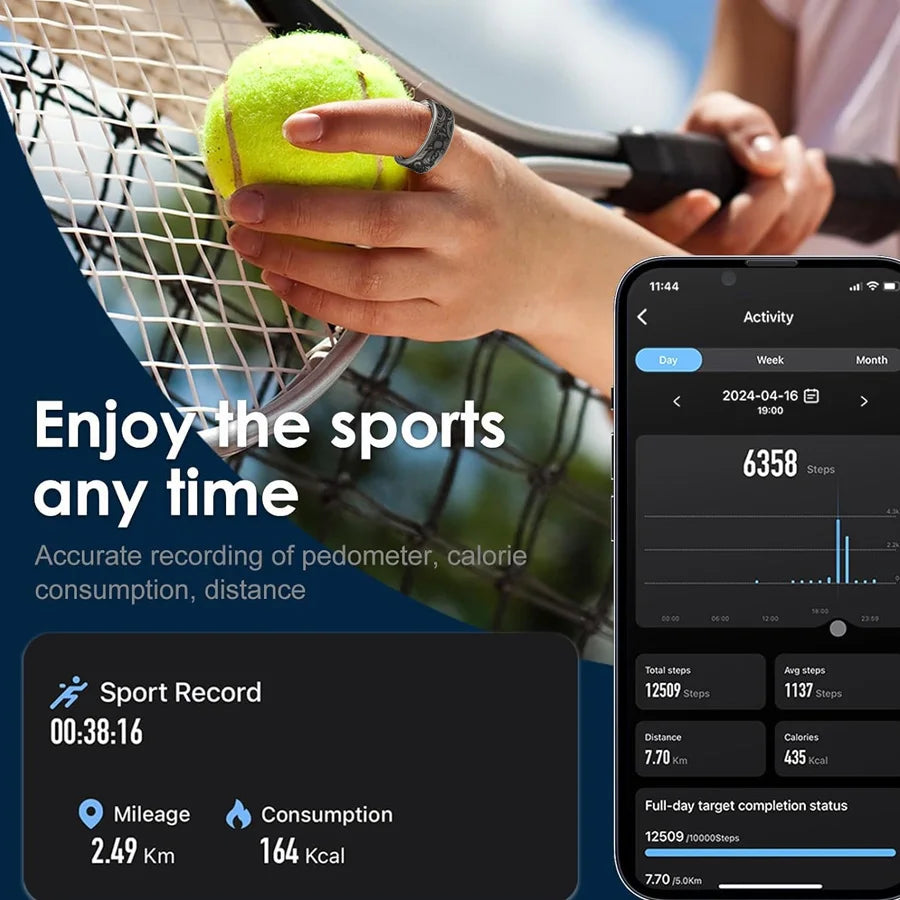 Smart Vintage Ring with Integrated Design and Modern Technology Black