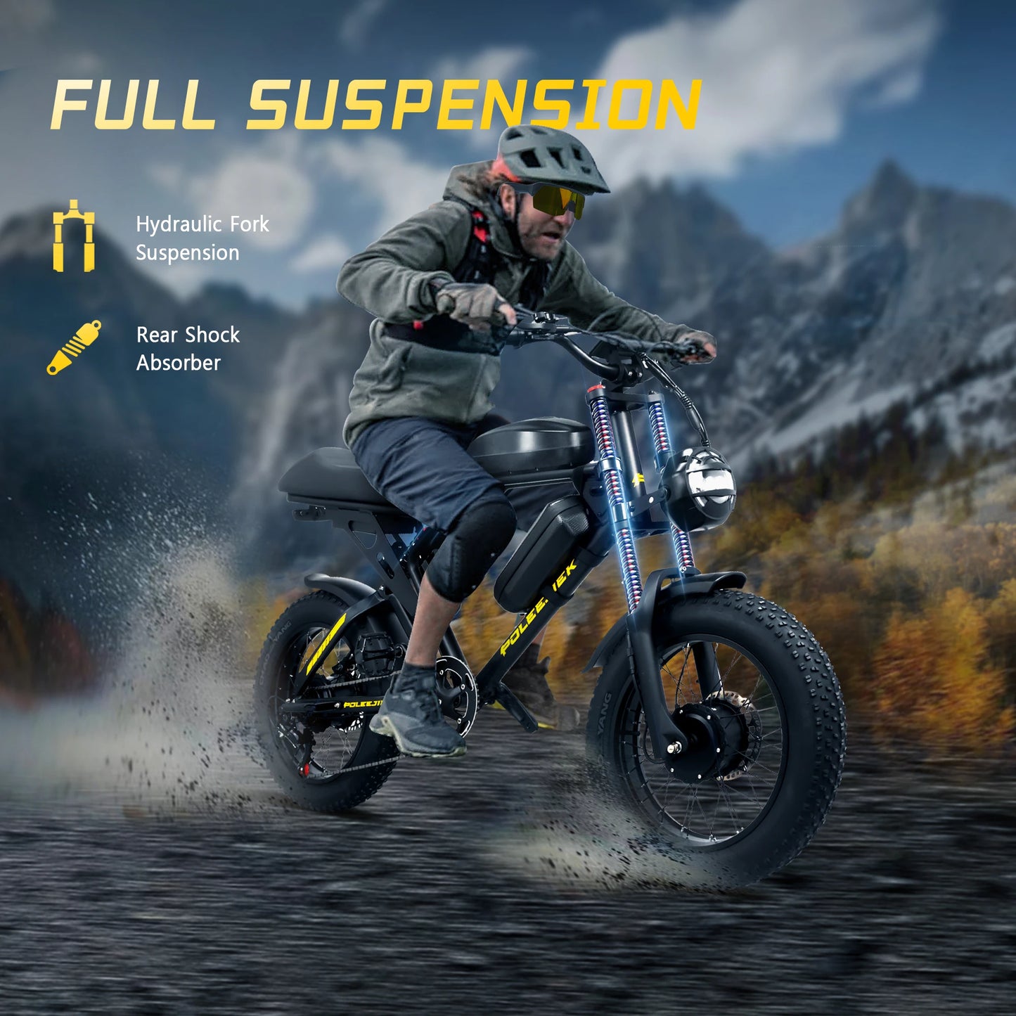 4500W 40MPH Electric Bike with 25.6Ah Battery 100Miles