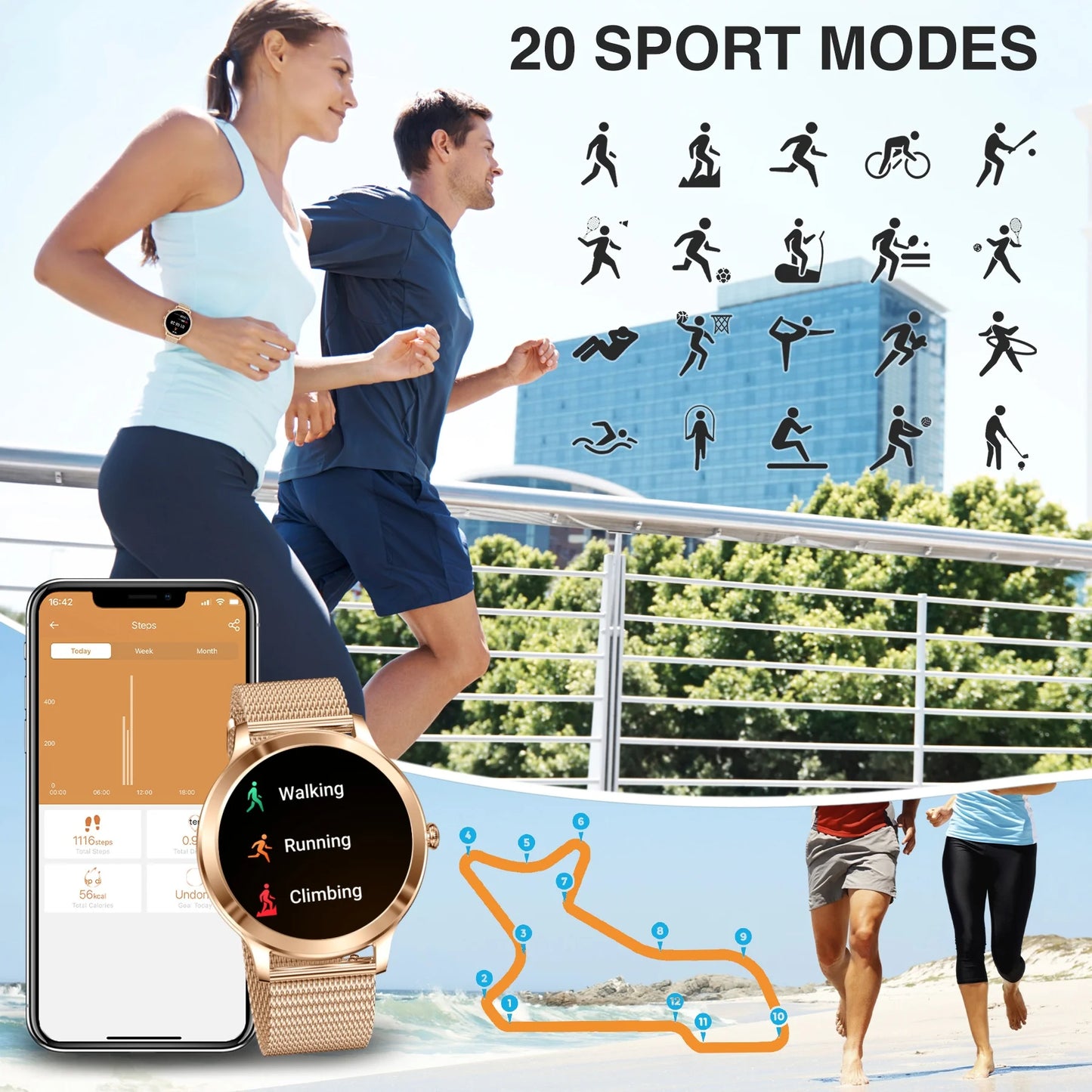 Smart Watch for Women Fitness Tracker Music Call Reminders