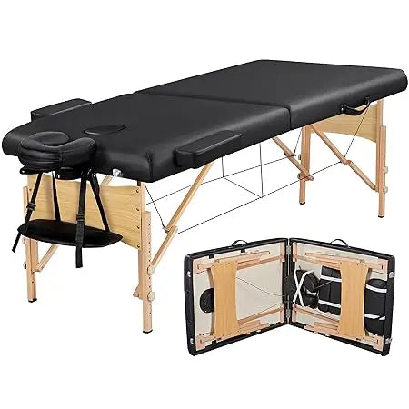 Massage Table Portable Lash Beds Spa Bed Massage Couch Foldable Spa Tables Adjustable 2 Fold with Non-Woven Bag 28 inch, Black