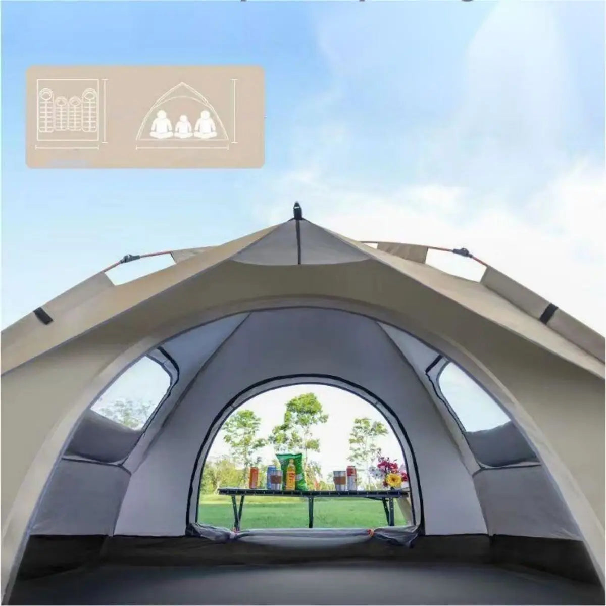Outdoor Self-driving Travel Camping Tent Automatic Quick-open Tent Two Doors Two Windows