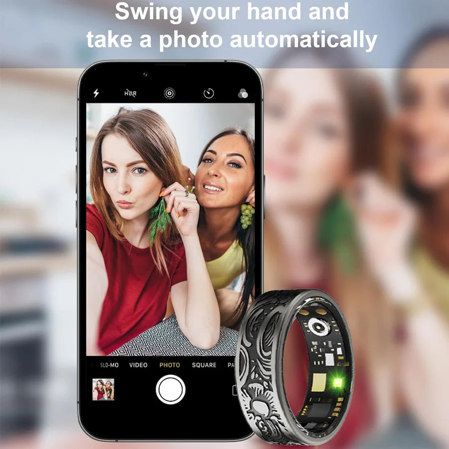 Smart Vintage Ring with Integrated Design and Modern Technology Black