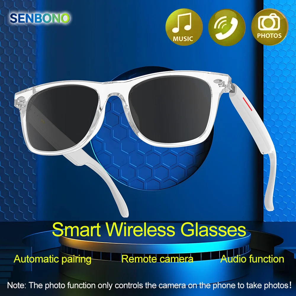 Senbono Original E13 Smart Glasses With Sunglasses Open Ear Headsets Waterproof Hands-Free Calling Sunglasses For Men And Women