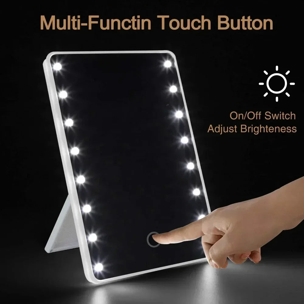 LED Makeup Mirror With Touch Adjustable Light Portable Desk