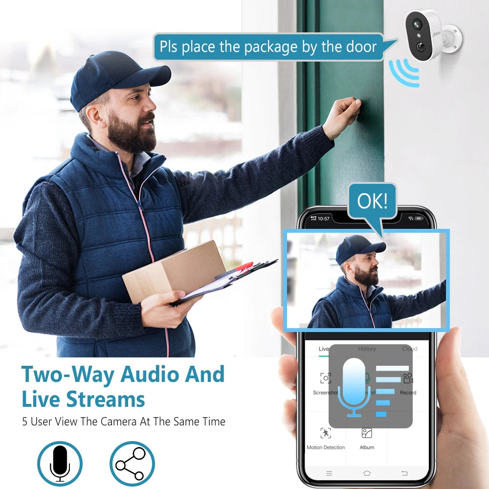 ANRAN 2K Rechargeable Wireless WiFi Security Camera System