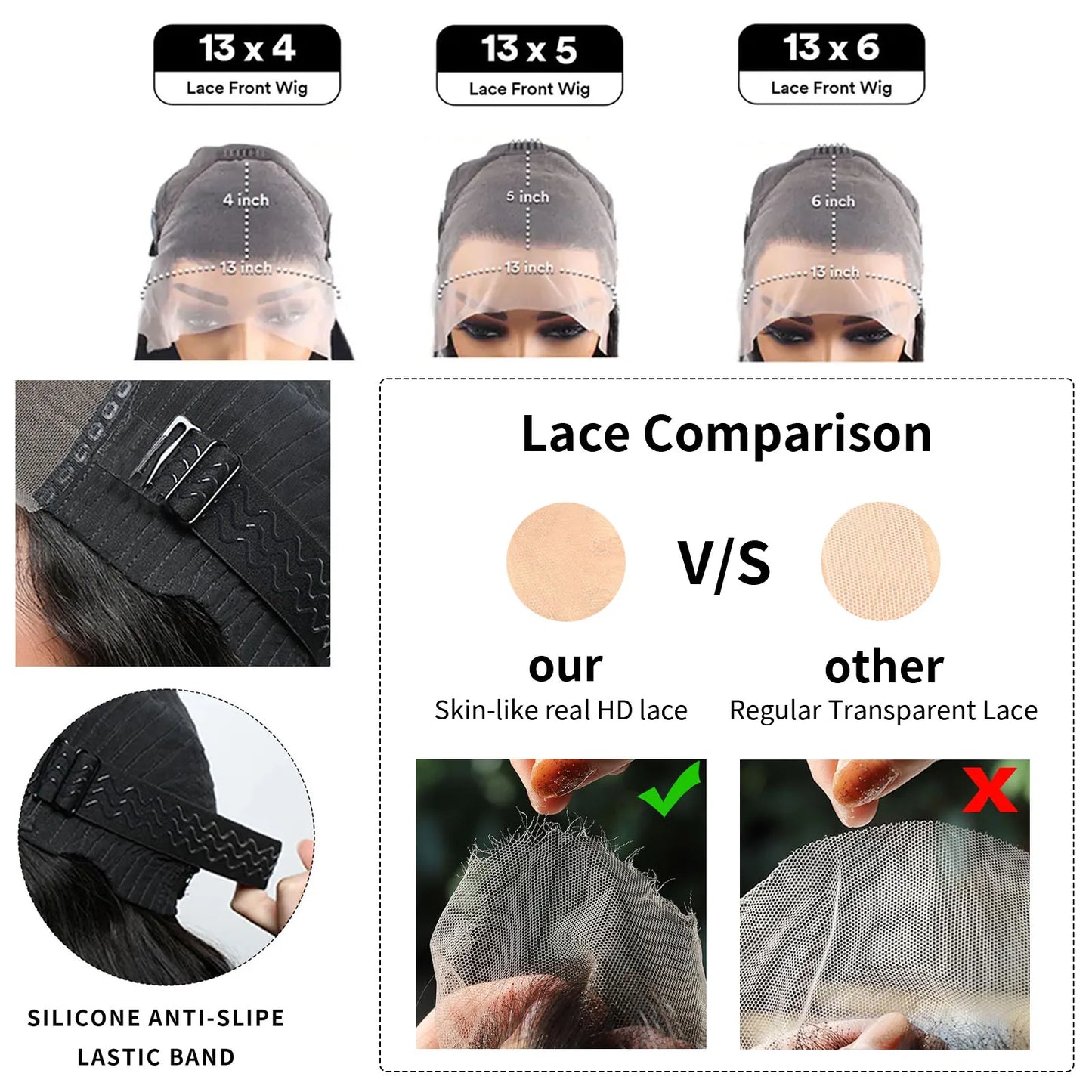 Luckathy Transparent Human Hair Wig Deep Wave Lace Front