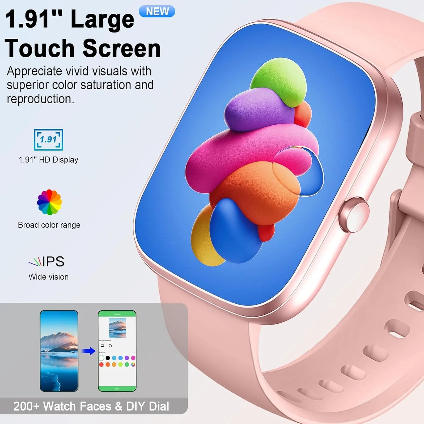 1.91 Inch Smartwatch Answer Call IP68 Fitness Tracker