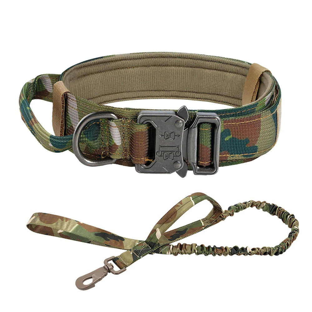 Dog Training Adjustable Tactical Dog Collar Leash Set