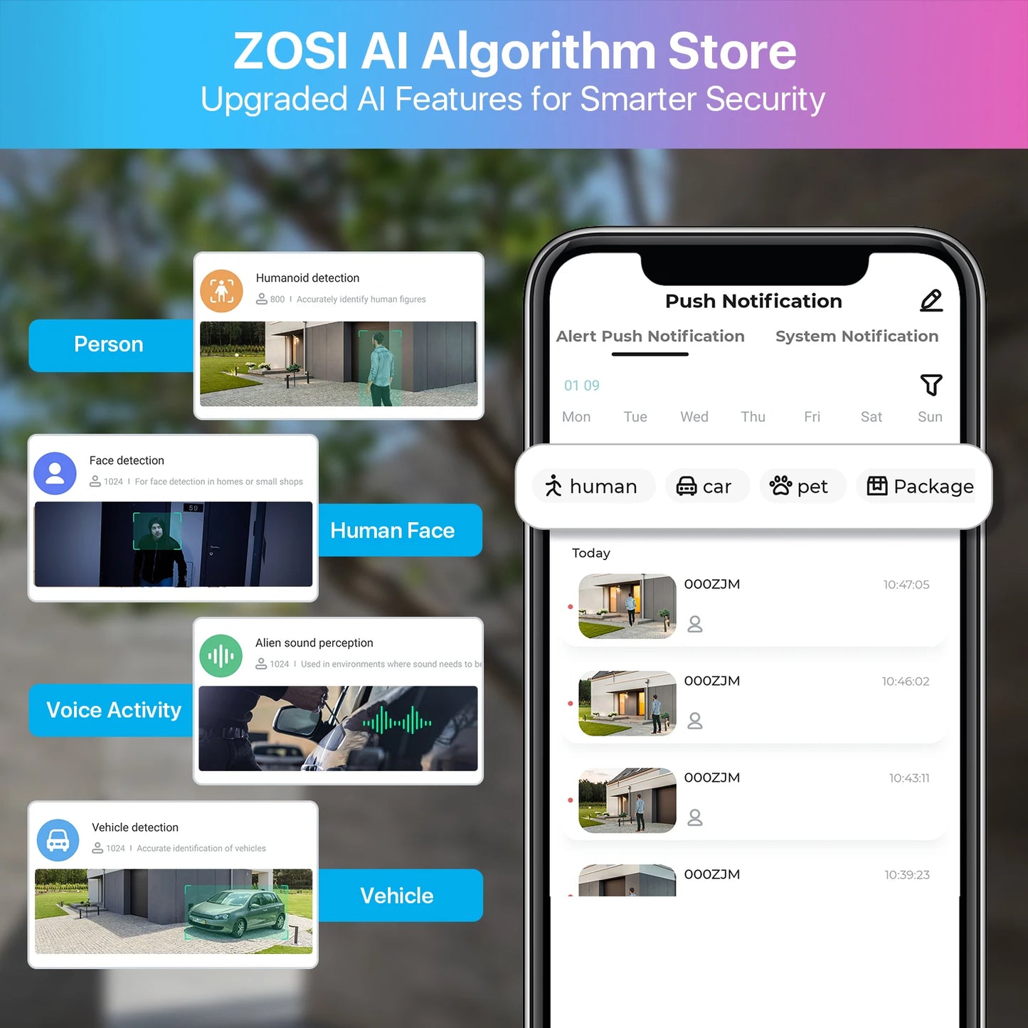 ZOSI 5MP HD WiFi PTZ Security Camera with Color Night Vision