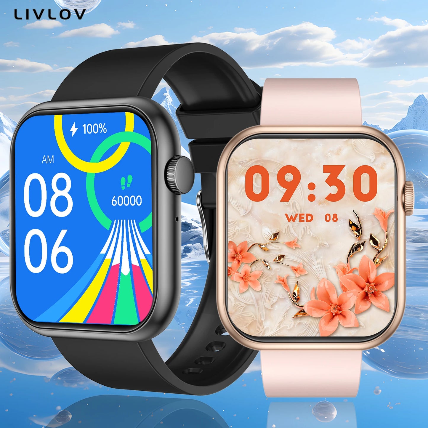 AI Voice Assistant Smart Watch, 2.0 HD Screen, Temp Check