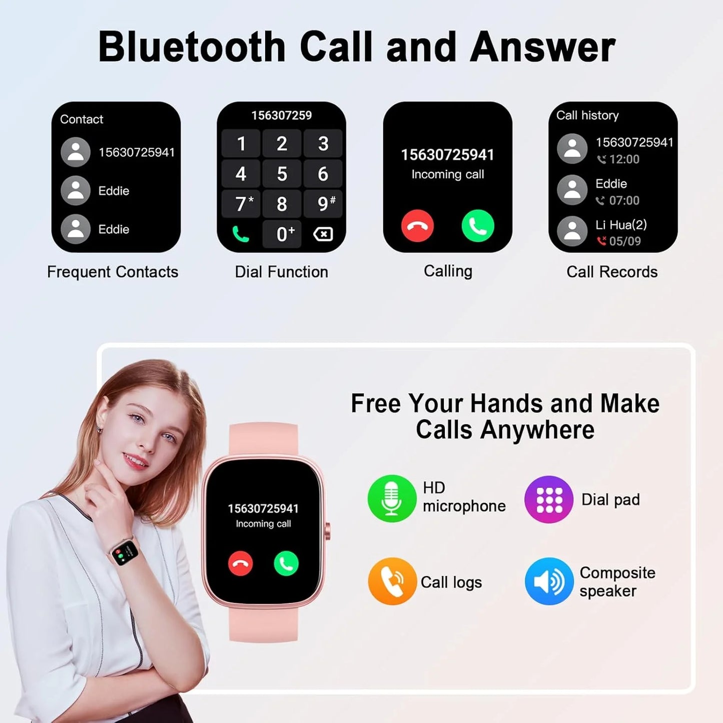 1.91 Inch Smartwatch Answer Call IP68 Fitness Tracker