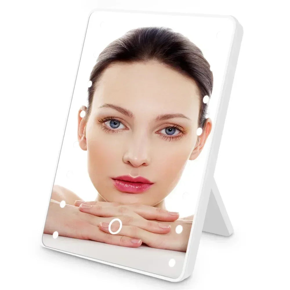 LED Makeup Mirror With Touch Adjustable Light Portable Desk