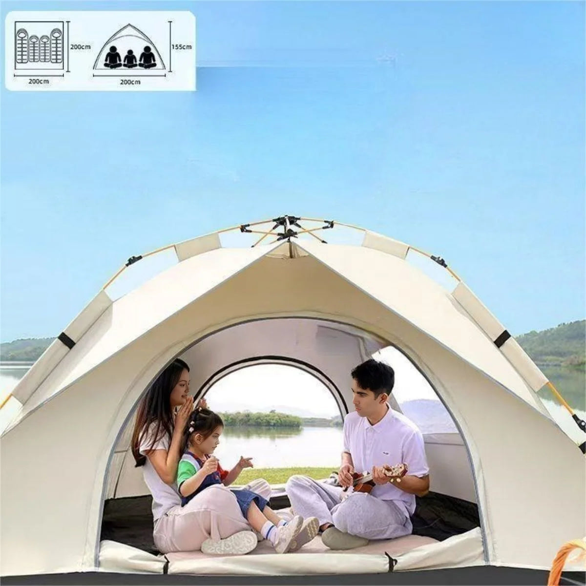 Outdoor Self-driving Travel Camping Tent Automatic Quick-open Tent Two Doors Two Windows