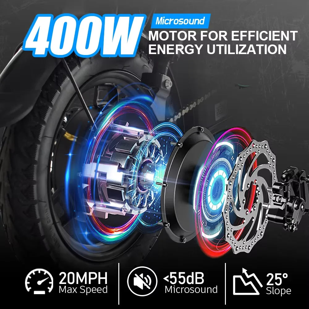 14 inch Folding Electric Bike Adults Ebike 48V 15AH 400W Max 32KM/H Cycling Bicycle Electric Bikes City