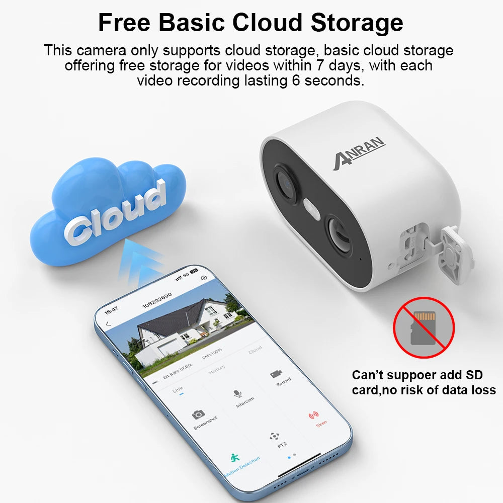 ANRAN 2K Rechargeable Wireless WiFi Security Camera System