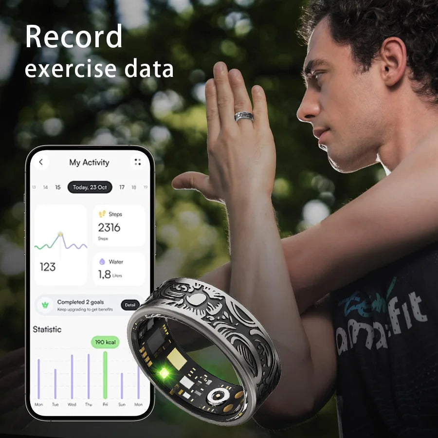 Smart Vintage Ring with Integrated Design and Modern Technology Black