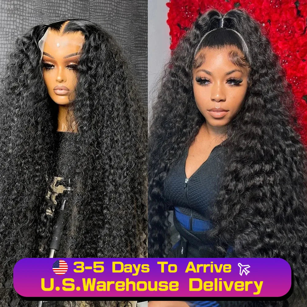 Luckathy Transparent Human Hair Wig Deep Wave Lace Front
