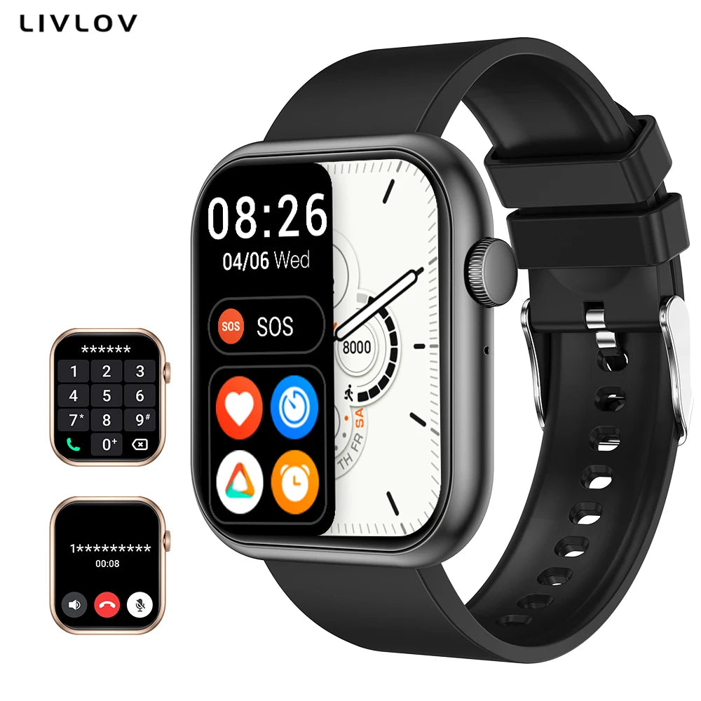 AI Voice Assistant Smart Watch, 2.0 HD Screen, Temp Check