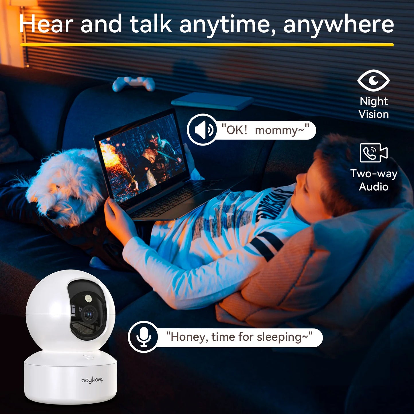 3MP 5G/2.4GHz WiFi Indoor Home Security IP Camera 24/7