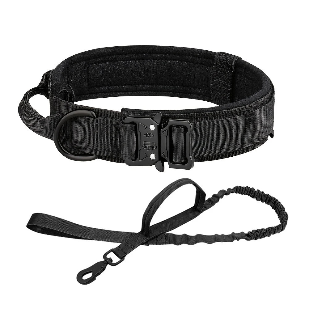 Dog Training Adjustable Tactical Dog Collar Leash Set