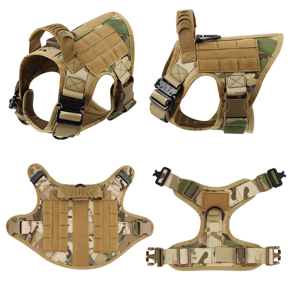 Military Large Dog Harness Collar Leash Bags Patches Set Pet Malinois Training Vests for Tactical K9 Dogs