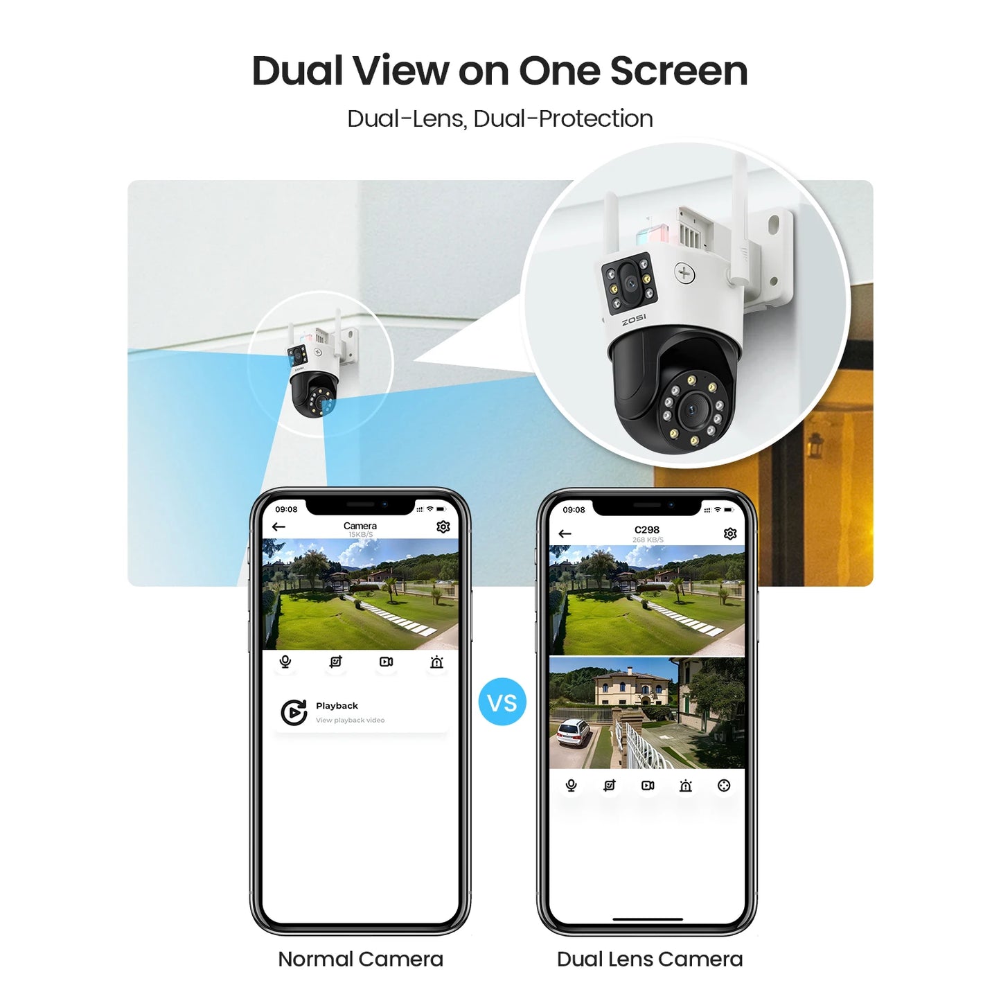 ZOSI C298Pro Max 4K 8MP Dual Lens PTZ Security Camera