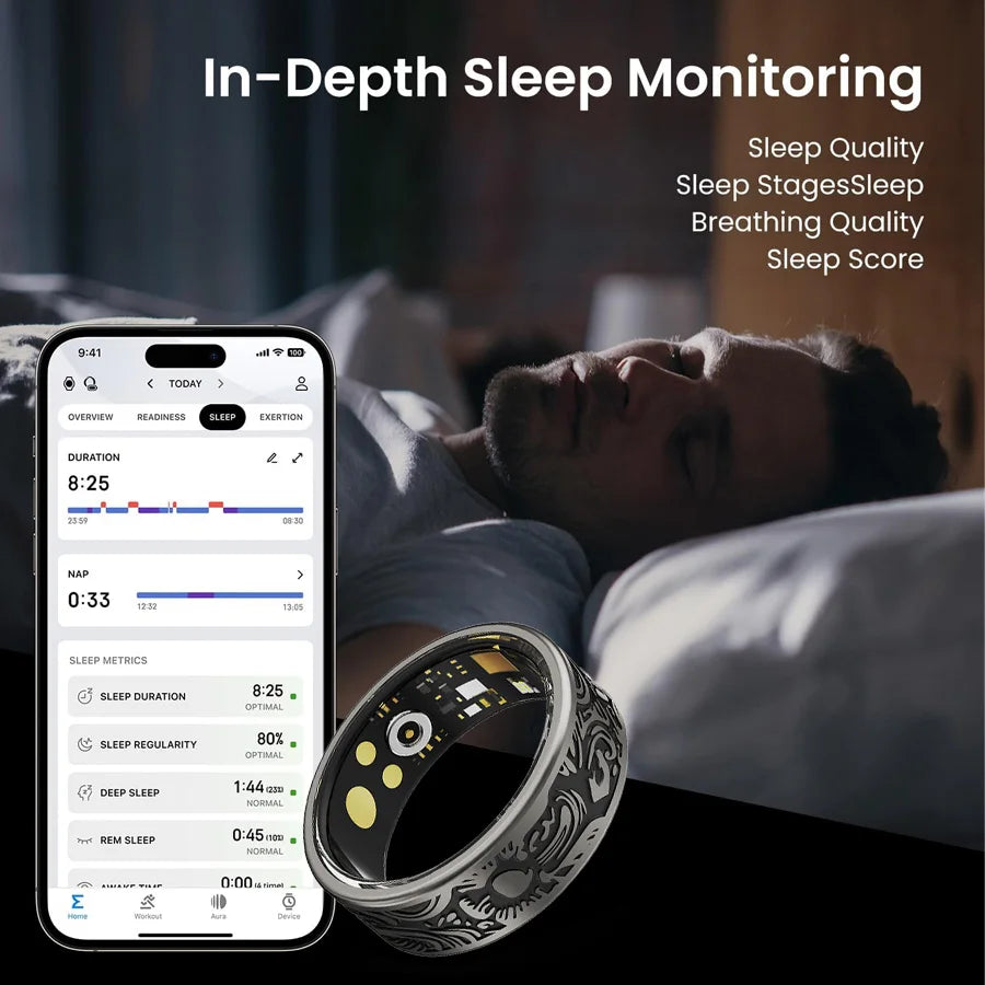 Smart Vintage Ring with Integrated Design and Modern Technology Black