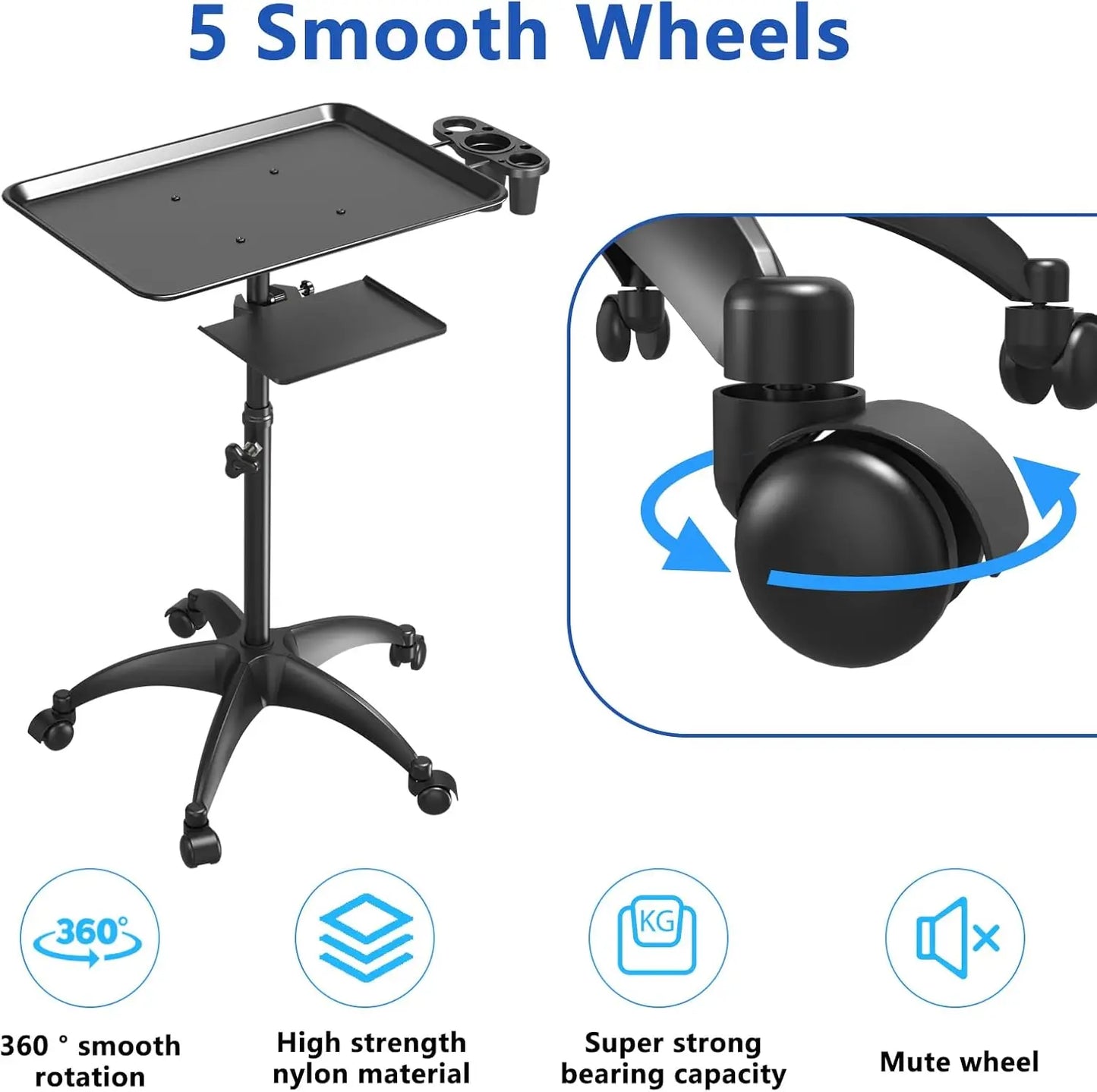 Hign-concerned Aluminum Salon Tray Cart With Storage Wheels