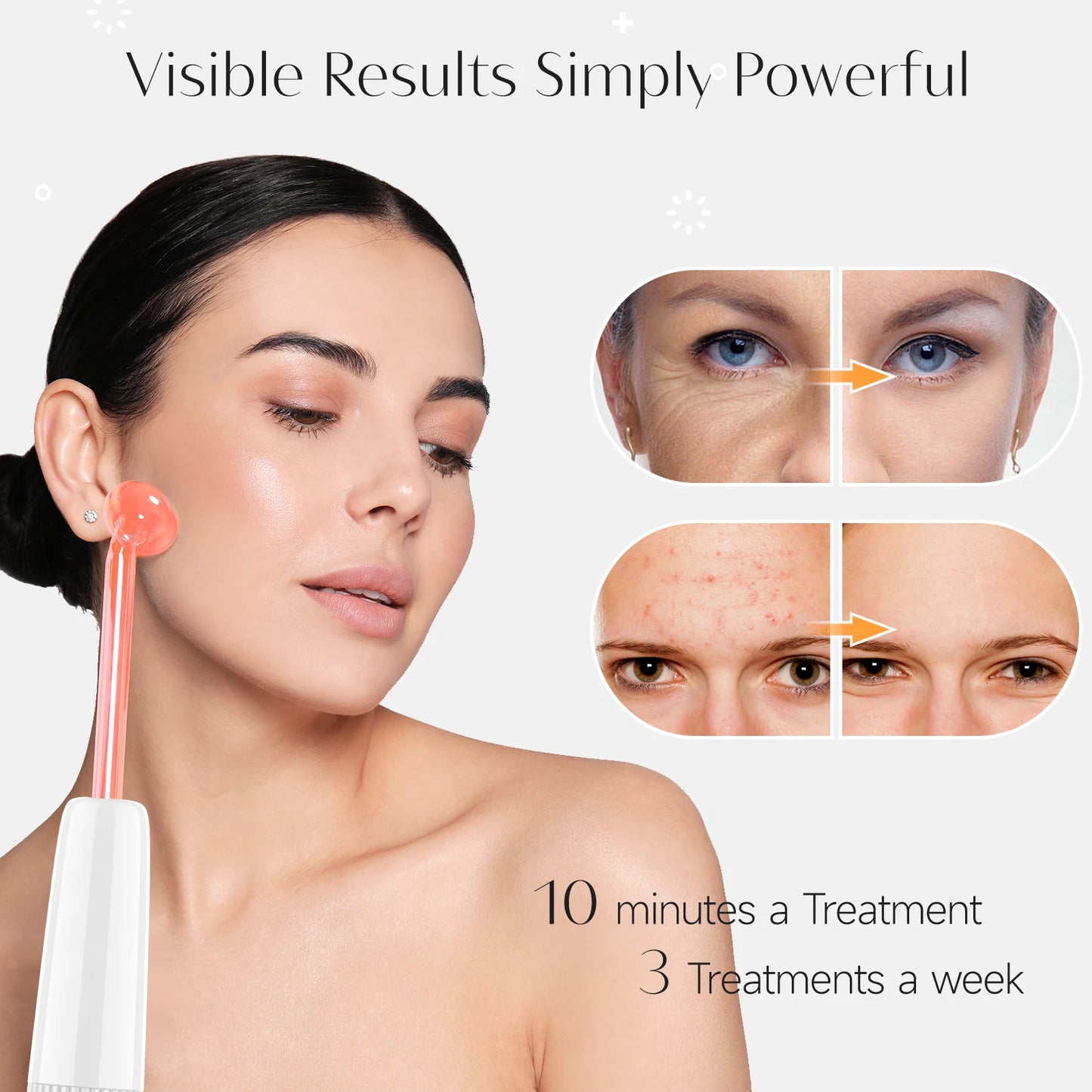 Darsonval High Frequency Red Light Therapy Wand Facial Care