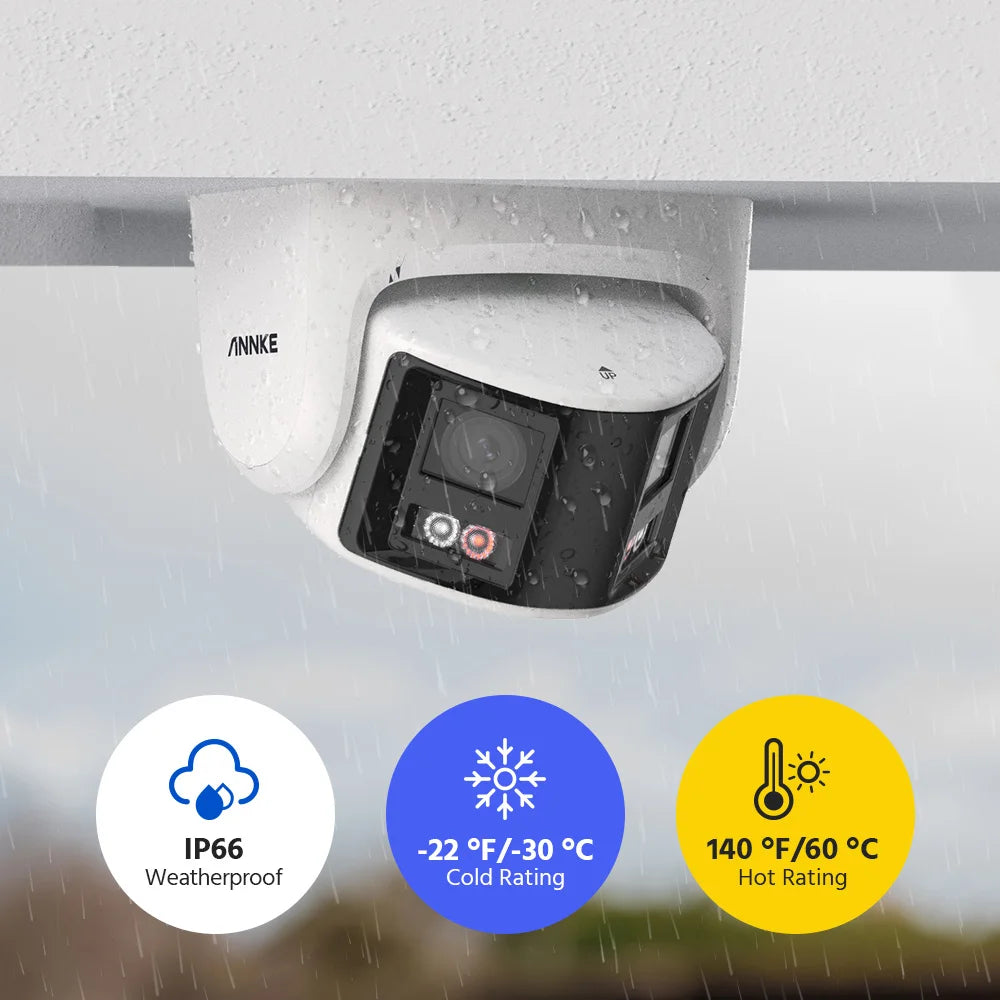 ANNKE Smart Home 180 Degree 8MP DUO POE Dual Lens Wide View Outdoor Video Camera with 4K AI Human Detection and Two Way Audio