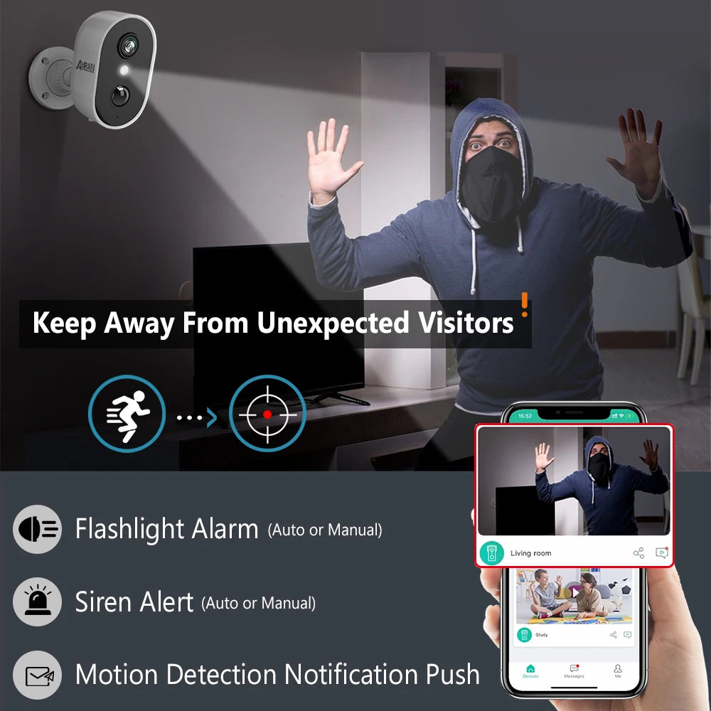 ANRAN 2K Rechargeable Wireless WiFi Security Camera System