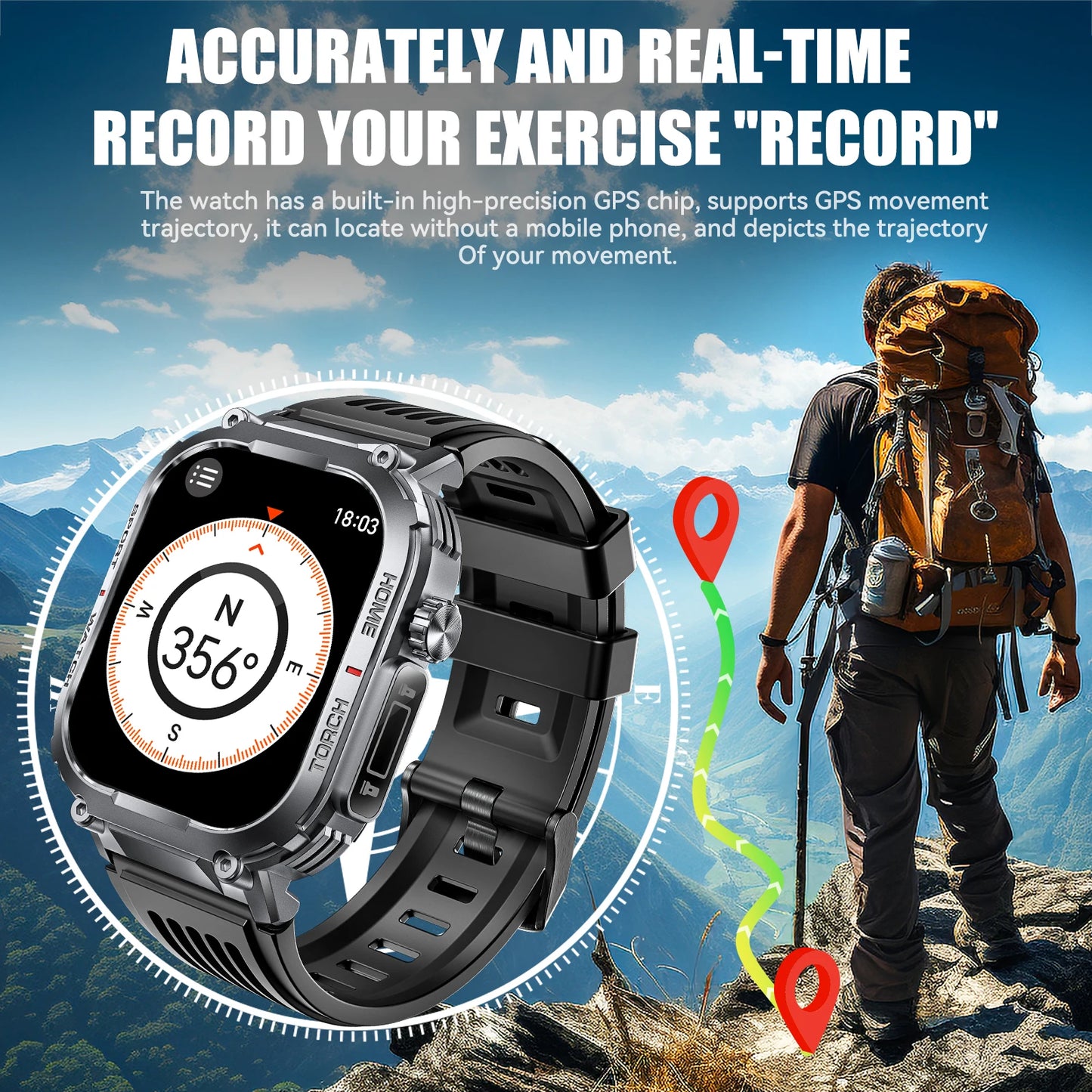 EIGIIS Smart Watch With Compass And Fitness Tracking Features