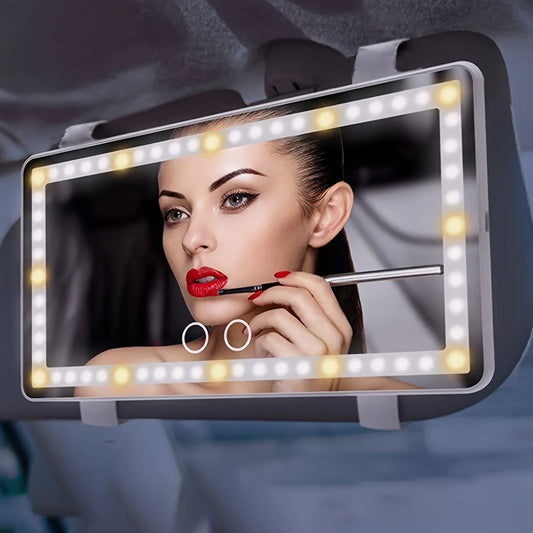 LISMHign Portable Car Makeup Mirror With LED Lighting