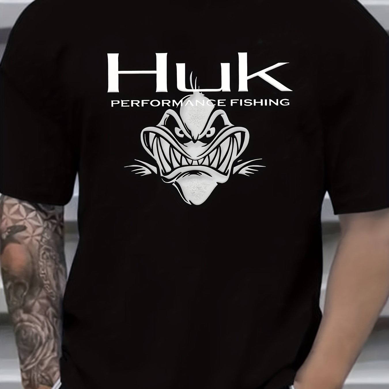 Men's HUK Performance Fishing Graphic T-Shirt - Black Casual Summer Outdoor Wear