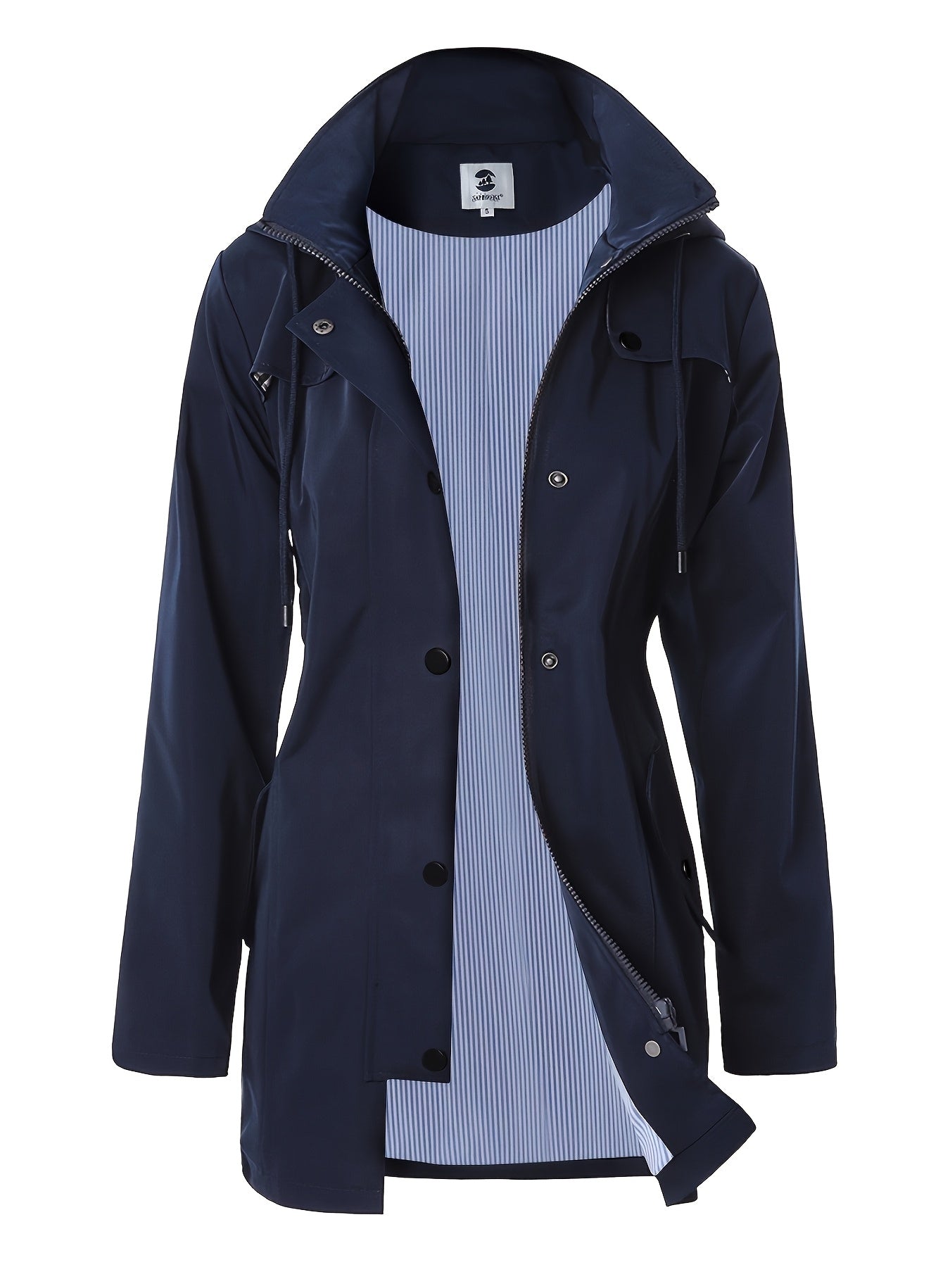 Women's Elegant High Quality Windbreaker Raincoat with Hood - High Elasticity Mid-Length Long Sleeve Jacket, Beige Trench Coat for Spring/Fall Outdoor Commute & Casual Outings, Spring Fall Jacket | Elegant Raincoat | High Qua