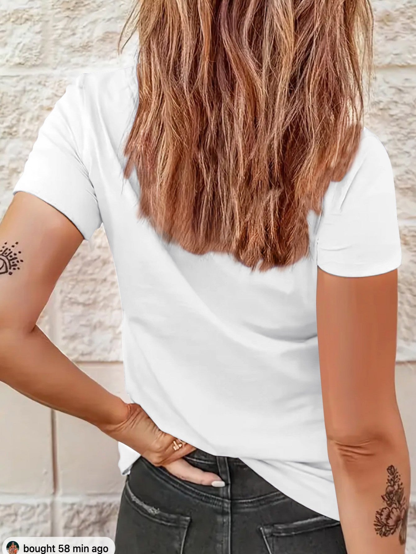 Womens Crew Neck Fashionable Heart Print T-Shirt Casual Top