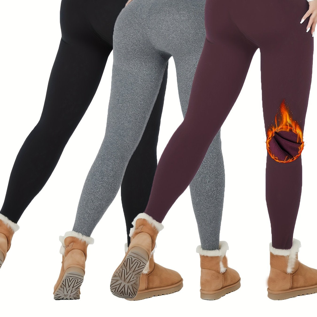 3 Pack Super Soft Plush Lined Thermal Leggings for Women, Workout Yoga Running Warm Pants