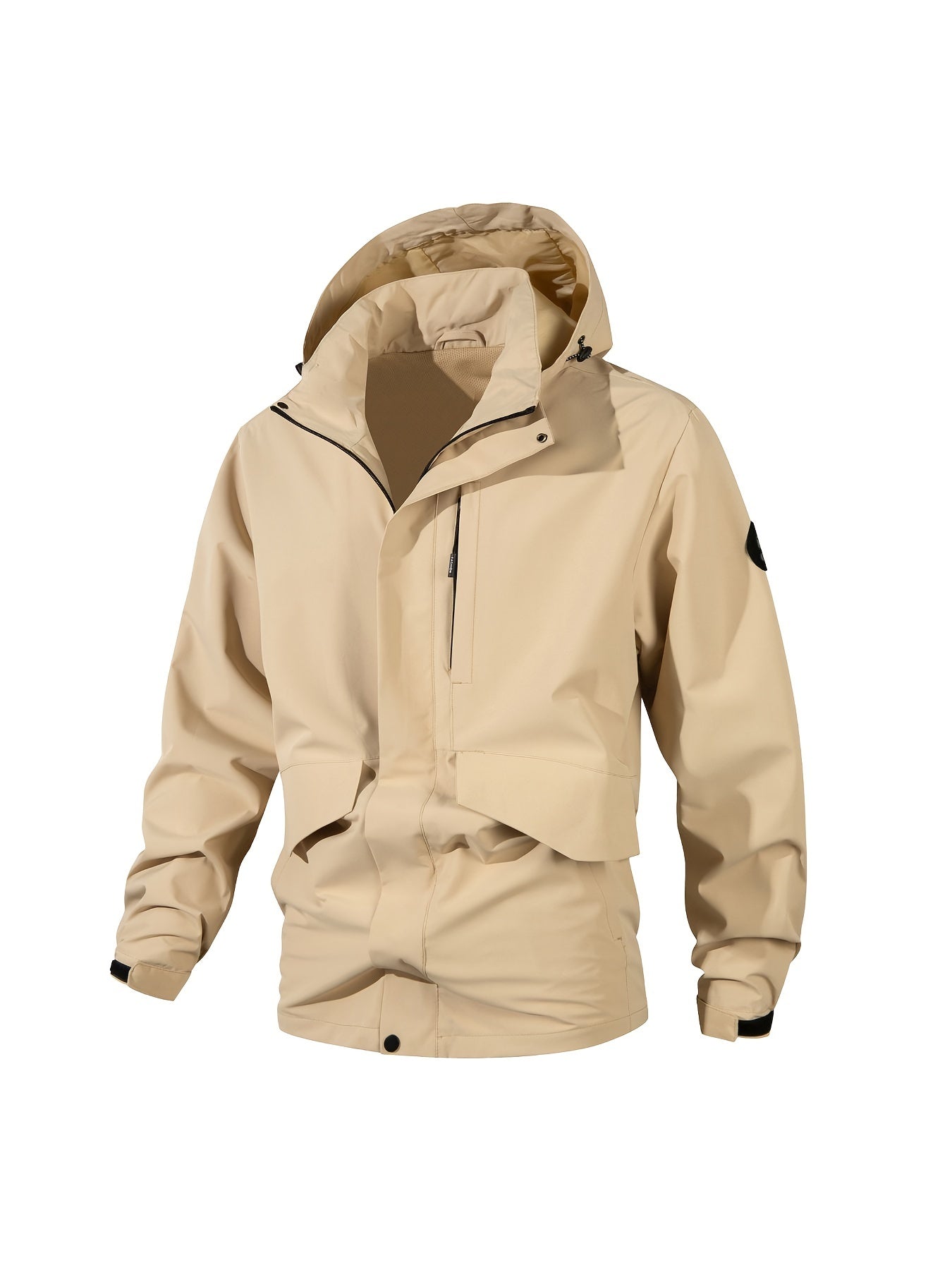 Women's Plus Size Windproof Hooded Jacket with Multiple Pockets Zippered Compartments and Adjustable Hood Machine Washable for Hiking Camping and Spring Fall Adventures