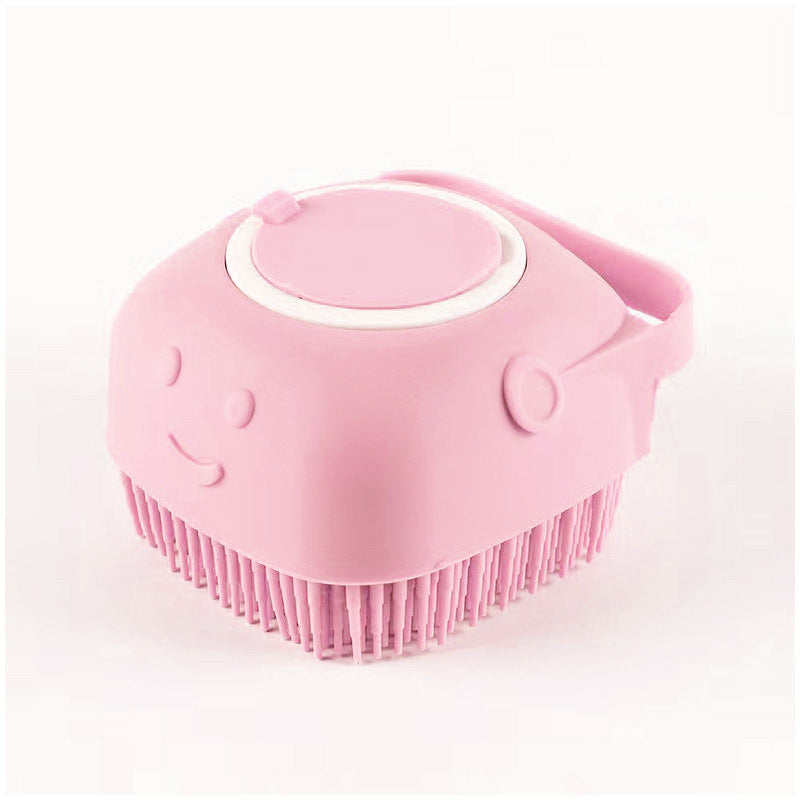 Dog Bath Brush with Shampoo Storage Cat Scrubber Soft Silicone Bristle Soap Dispenser for Long and Short Haired Dogs and Cats Shower