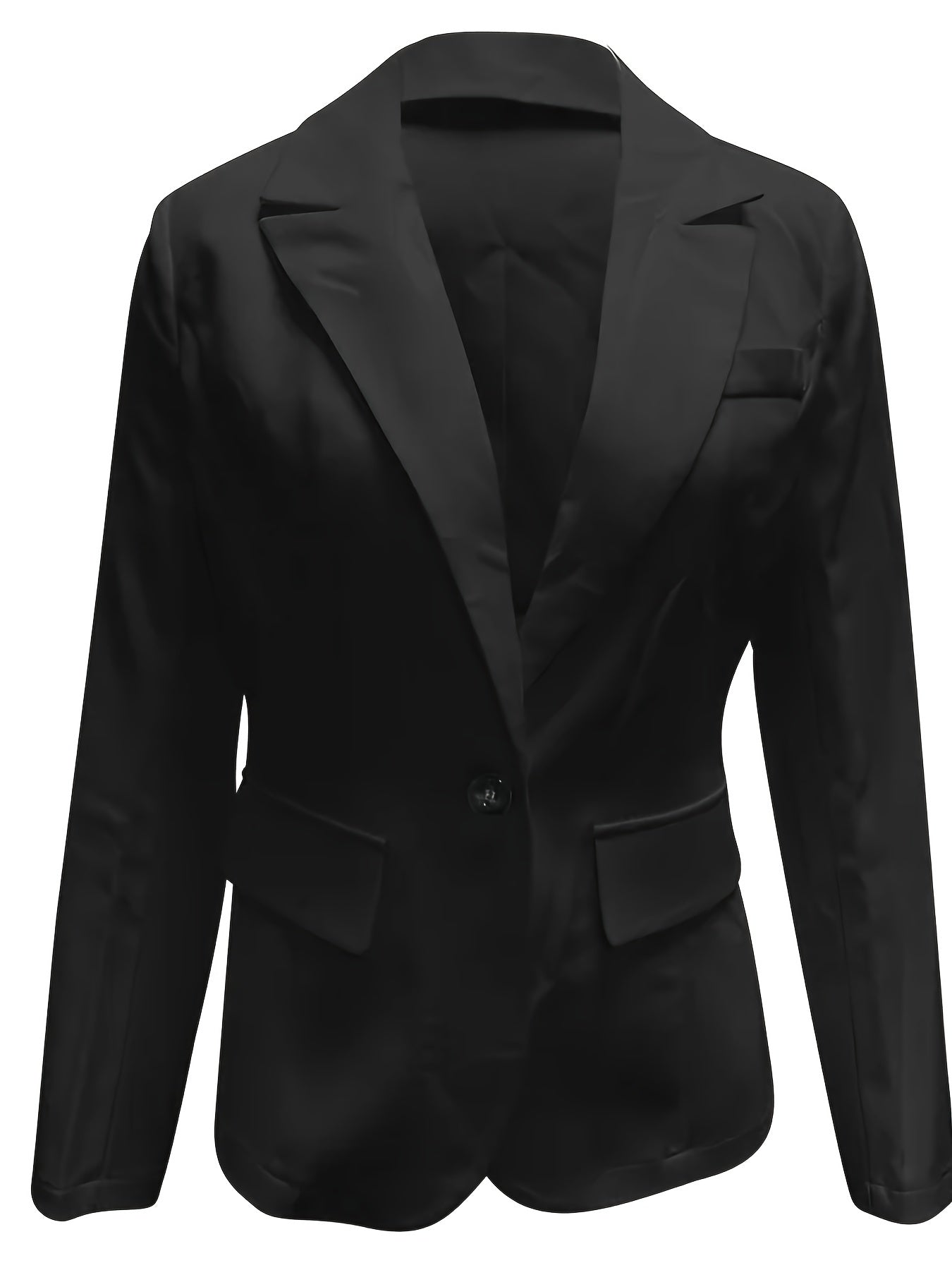 Womens Long Sleeve Button Blazer Open Front Solid Color Office Coat