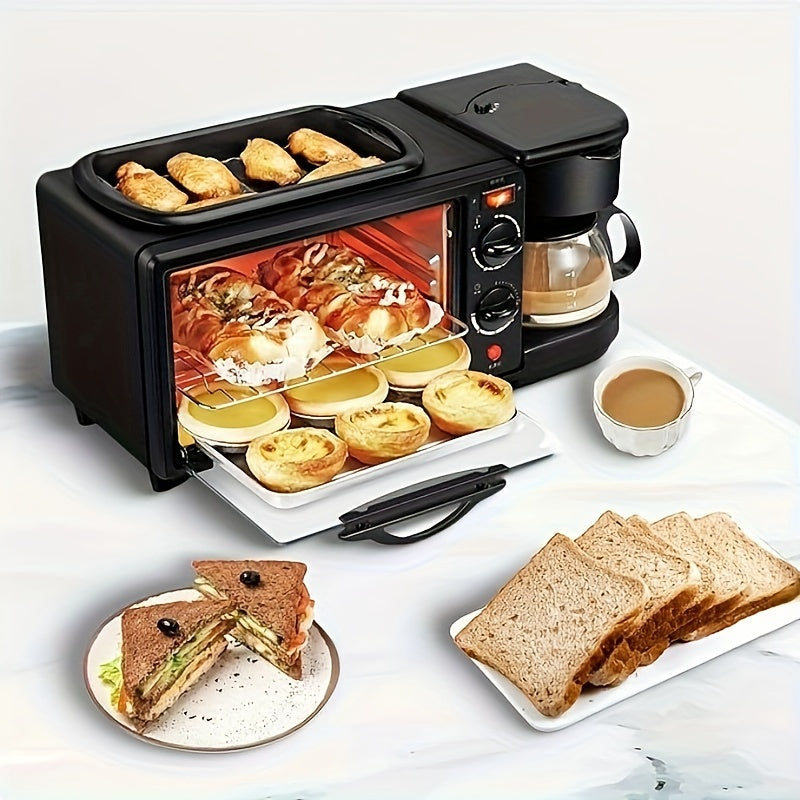 3 In 1 Portable Oven With Coffee Maker And Non-stick Grill