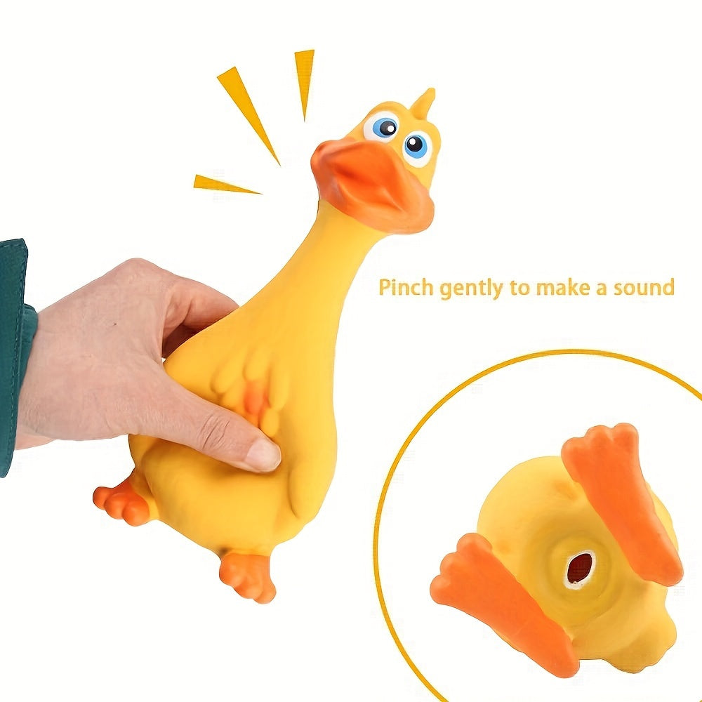 3Pcs Squeaky Chicken Dog Toys Durable Rubber Duck Chew Toys With Screaming Sound Bite Resistant Teeth Grinding Interactive Pet Play For All Breeds