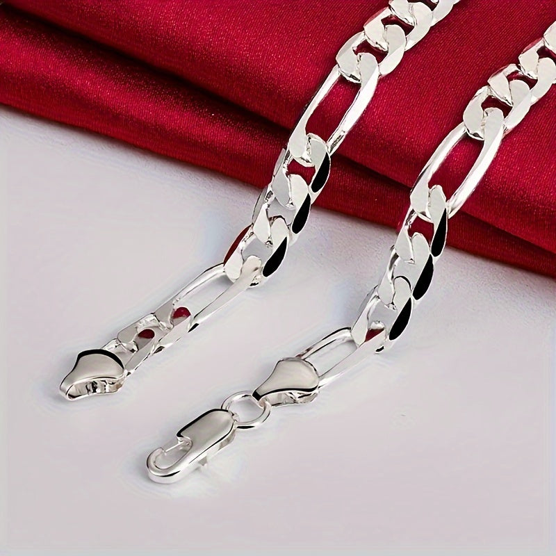 925 Pure Silvery Figaro Chain Necklace - Nickel and Lead Free, Suitable for Daily Wear and Special Occasions