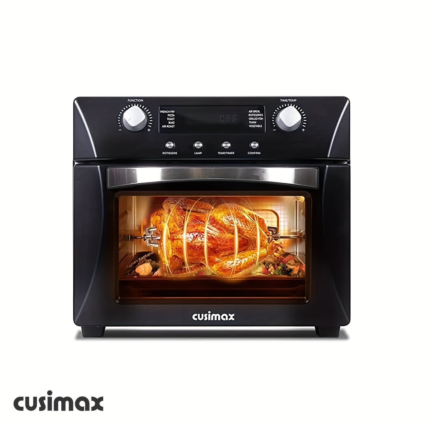 24QT Air Fryer Oven by Cusimax, 10-in-1 Function Selection with One Click, Equipped with Rotisserie Setting, Free Control of Time and Temperature