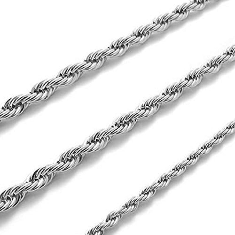 Dynamic Deals Direct Rope Chain Necklace Sterling Silver