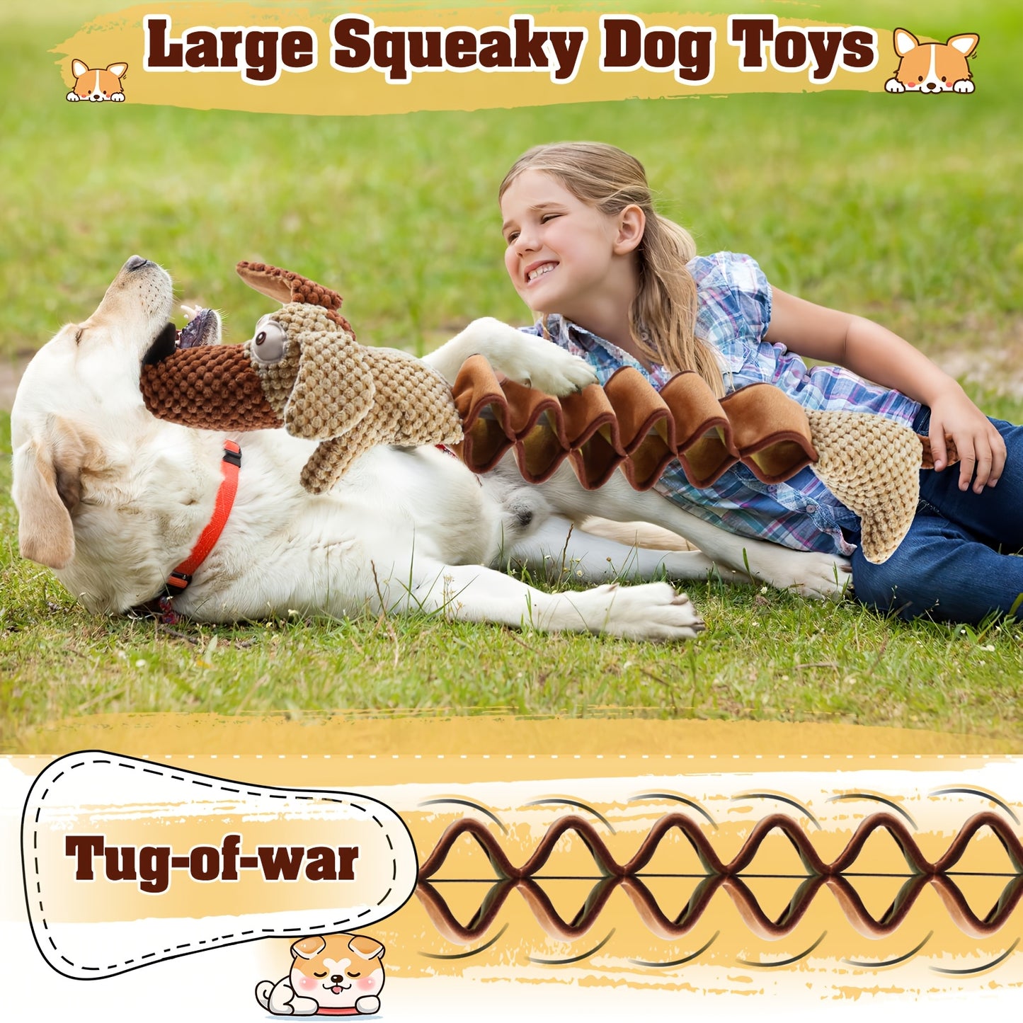 Crinkled Paper Filled Large Squeaky Dog Toys Pull Dog Bite Toys For All Sizes Without Battery Pet Supplies