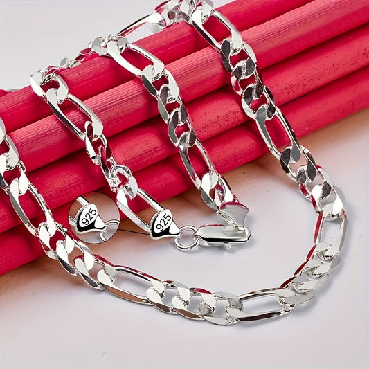 925 Pure Silvery Figaro Chain Necklace - Nickel and Lead Free, Suitable for Daily Wear and Special Occasions